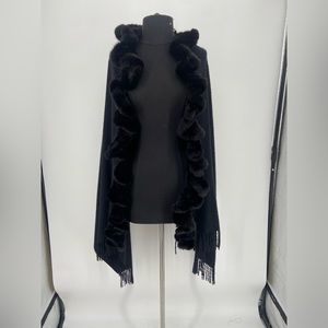 GORSKI Fur Trim Cashmere Cape- One Size